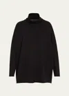 Eskandar Raw Edge Scrunch Neck Top (mid-plus Length) In Black
