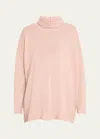 Eskandar Raw Edge Scrunch Neck Cashmere Top In Rosepowder