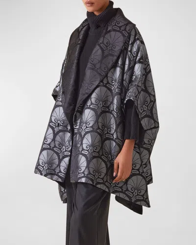 Eskandar Reversible Sloped Shoulder Shawl Collar Jacket (long Plus Length) In Bluesteelblack