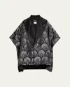 Eskandar Reversible Sloped Shoulder Shawl Collar Jacket (long Plus Length) In Bluesteelblack