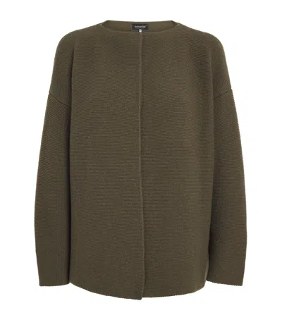 Eskandar Ripple Cashmere Open Cardigan In Green