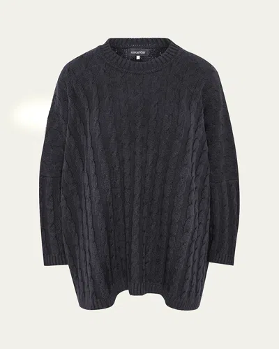 Eskandar Round Neck Sweater - Long Length In Blue