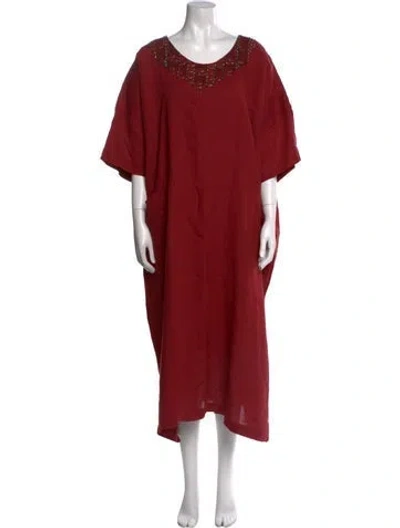 Pre-owned Eskandar Scoop Neck Long Dress In Red