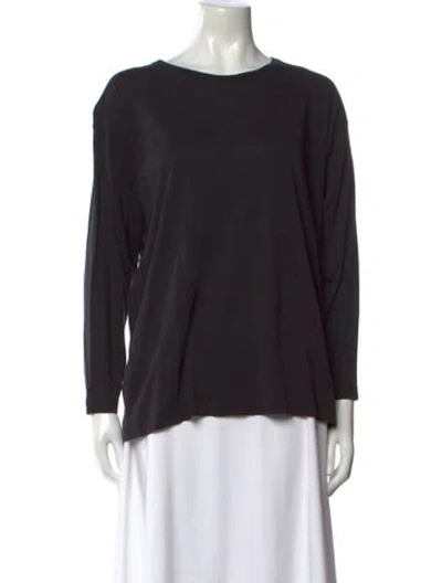 Pre-owned Eskandar Scoop Neck Long Sleeve Top In Black