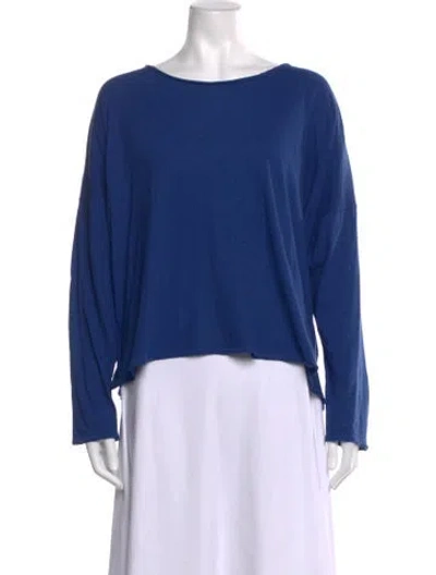 Pre-owned Eskandar Scoop Neck Long Sleeve Top In Blue