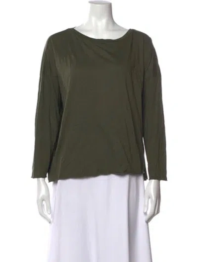 Pre-owned Eskandar Scoop Neck Long Sleeve Top In Green