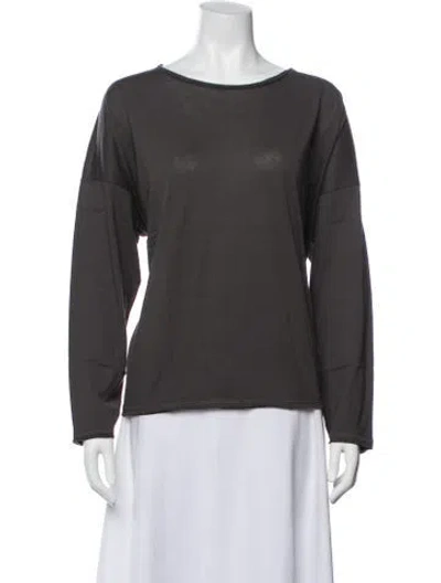 Pre-owned Eskandar Scoop Neck Long Sleeve Top W/ Tags In Gray