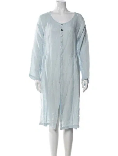 Pre-owned Eskandar Scoop Neck Midi Length Dress In Blue