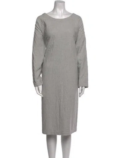 Pre-owned Eskandar Scoop Neck Midi Length Dress In Gray