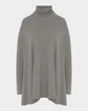 Eskandar Side Paneled Scrunch-neck Top (long Length) In Silvergrey