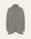 Eskandar Side Paneled Scrunch-neck Top (long Length) In Silvergrey