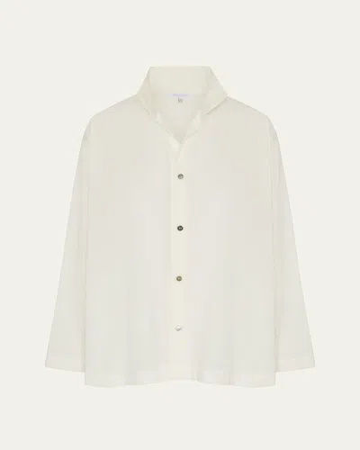 Eskandar Side Paneled Two Collar Shirt (mid Plus Length)