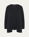 Eskandar Side-paneled V-neck T-shirt (long Length) In Navydark