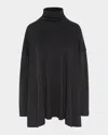 Eskandar Side Panelled Scrunch Neck T-shirt (long Length) In Black