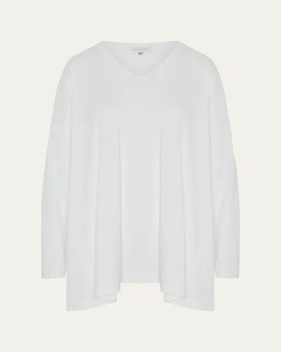Eskandar Side-paneled V-neck T-shirt (long Length) In White