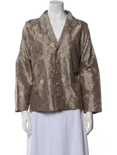 Pre-owned Eskandar Silk Animal Print Blouse In Gray