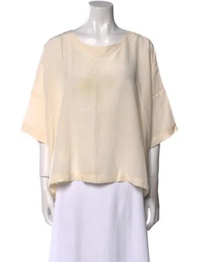 Pre-owned Eskandar Silk Bateau Neckline Blouse In Neutral