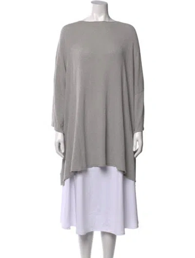 Pre-owned Eskandar Silk Bateau Neckline Sweater In Grey