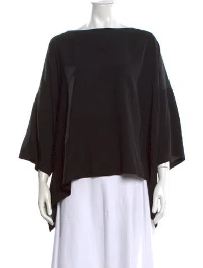 Pre-owned Eskandar Silk Bateau Neckline Top In Black