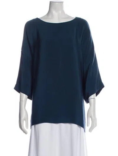 Pre-owned Eskandar Silk Bateau Neckline Top In Blue