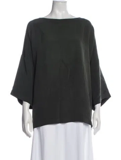 Pre-owned Eskandar Silk Bateau Neckline Top In Gray