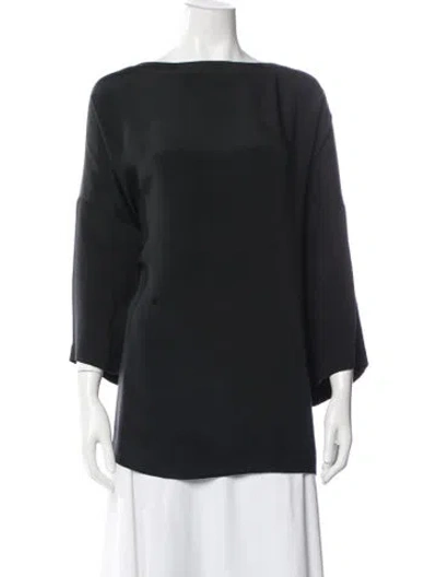 Pre-owned Eskandar Silk Bateau Neckline Top In Gray