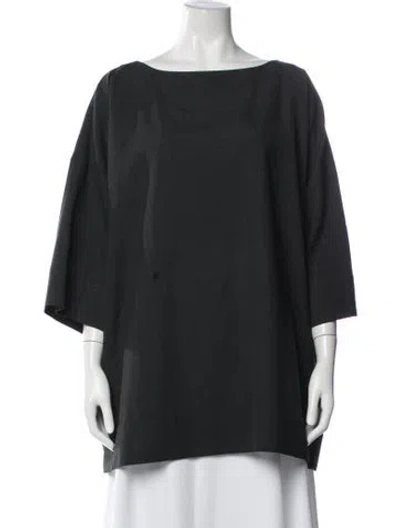 Pre-owned Eskandar Silk Bateau Neckline Top In Gray