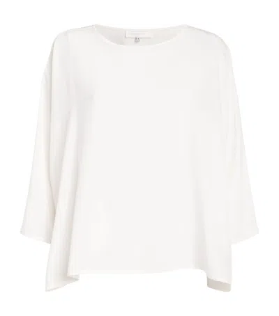 Eskandar Silk Boat-neck Top In White
