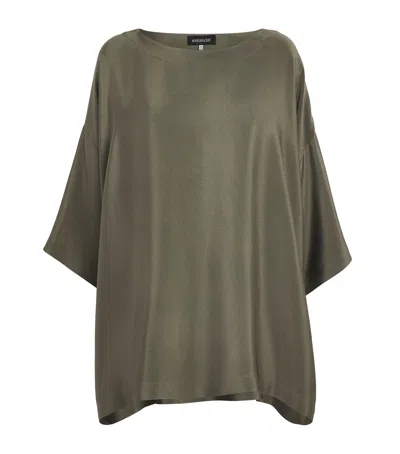 Eskandar Silk Boat-neck Tunic In Green