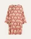 Eskandar Silk Button-front Tunic With Side Slits In Redgold