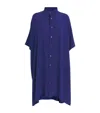 Eskandar Silk Collarless Kaftan Shirt In Blue