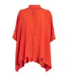 Eskandar Silk Collarless Kaftan Shirt In Orange