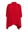 Eskandar Silk Collarless Kaftan Shirt In Red