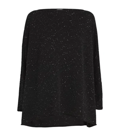 Eskandar Silk-cotton Sequinned Kaftan Sweater In Black