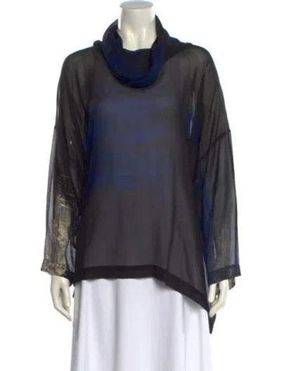 Pre-owned Eskandar Silk Cowl Neck Blouse In Black
