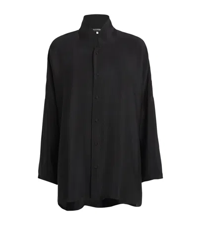 Eskandar Silk Crepe Shirt In Black