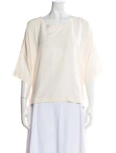 Pre-owned Eskandar Silk Crew Neck Top In White
