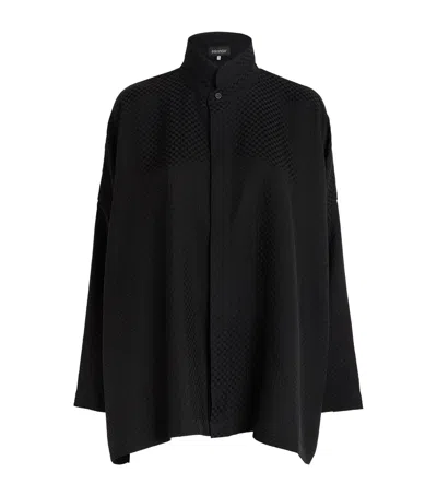 Eskandar Silk Double-stand Collar Shirt In Black