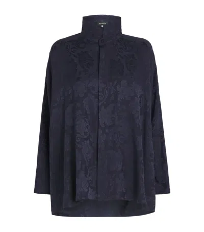 Eskandar Silk Double-stand Collar Shirt In Blue
