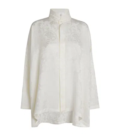Eskandar Silk Double-stand Collar Shirt In Neutral