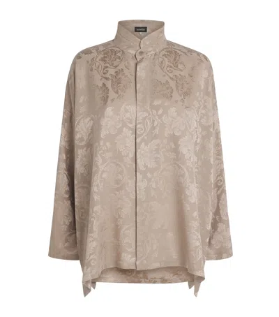 Eskandar Silk Double-stand Collar Shirt In Neutral