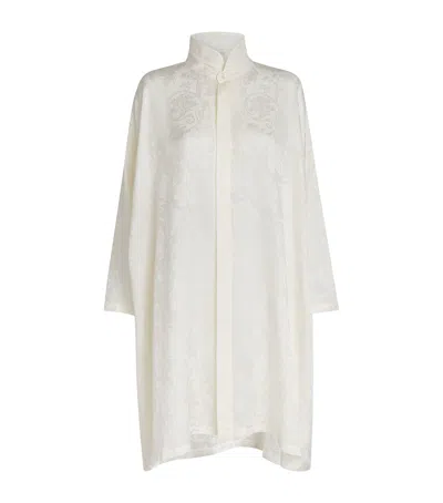 Eskandar Silk Double-stand Collar Shirt In Neutral