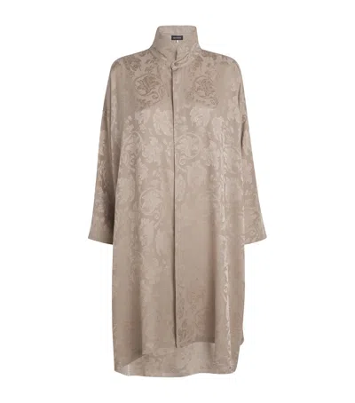 Eskandar Silk Double-stand Collar Shirt In Neutral
