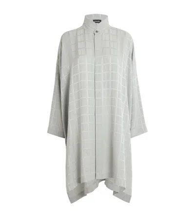 Eskandar Silk Double-stand Collar Shirt In Blue
