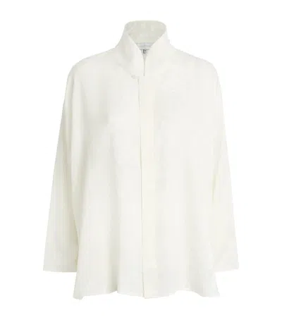 Eskandar Silk Double-stand Collar Shirt In Grey