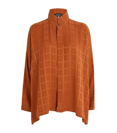 Eskandar Silk Double-stand Collar Shirt In Red