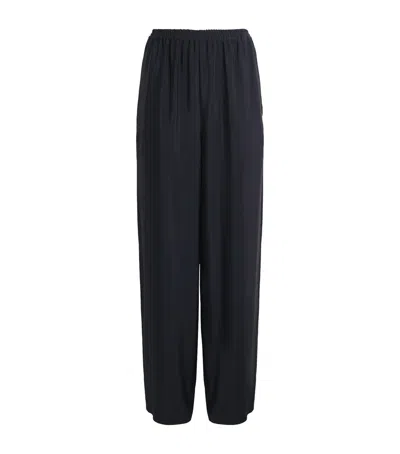 Eskandar Silk Flared Trousers In Black
