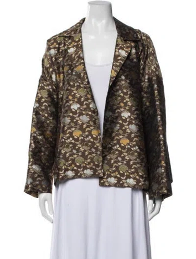 Pre-owned Eskandar Silk Floral Print Jacket In Brown
