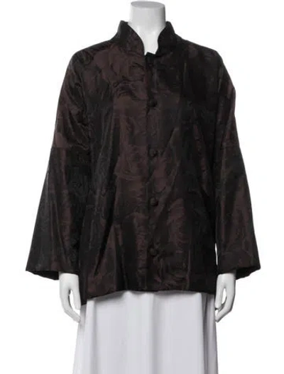 Pre-owned Eskandar Silk Floral Print Jacket In Brown