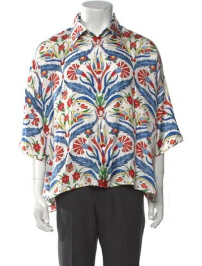 Pre-owned Eskandar Silk Floral Print Shirt In Multicolor